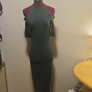 Elegant Green Cold Shoulder Dress